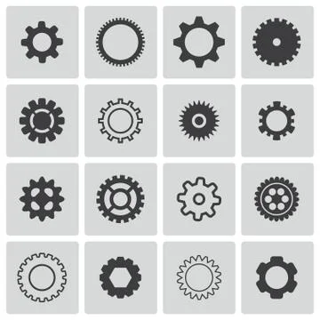 Vector Black Gears Icons Set Illustrazione stock