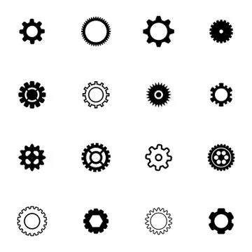 Vector black  gears  icons set Stock Illustration