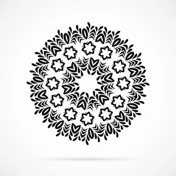 Vector Black Geometry Mandala over white Stock Illustration