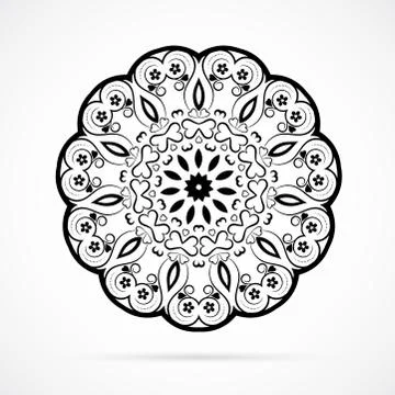 Vector Black Geometry Mandala over white Stock Illustration