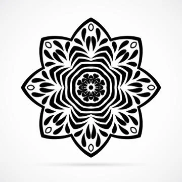 Vector Black Geometry Mandala over white background Stock Illustration