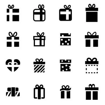 Vector black gift icon set Stock Illustration