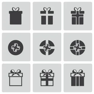 Vector black gift icons set Stock Illustration