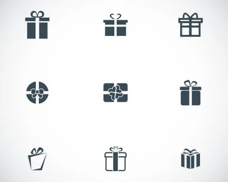 Vector black gift icons set Stock Illustration