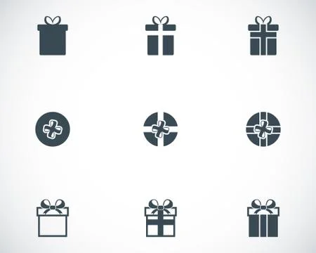 Vector black gift icons set Stock Illustration