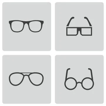 Vector black glasses icons set Stock Illustration