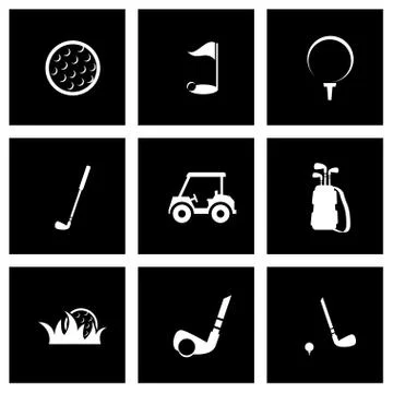 Vector black golf icon set Stock Illustration