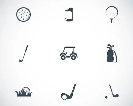 Vector black golf icons set Illustrazione stock