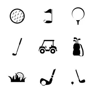 Vector black golf icons set Illustrazione stock
