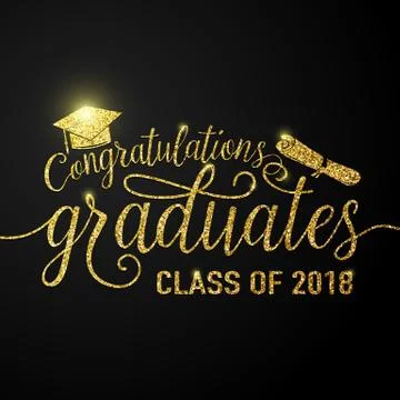Vector on black graduations background congratulations graduates 2018 class Stock Illustration
