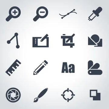 Vector black graphic design icon set Stock Illustration