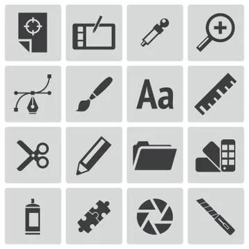 Vector Black Graphic Design Icons Set Stock Illustration