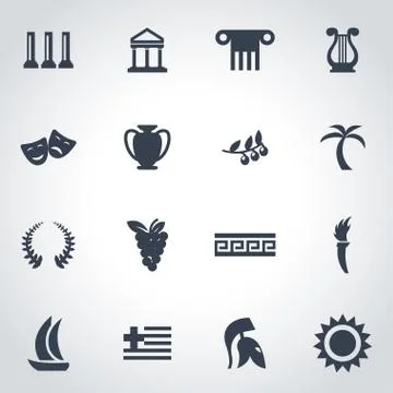 Vector black greece icon set 스톡 일러스트