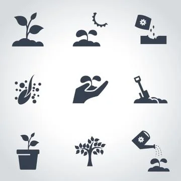 Vector black growing icon set Stock Illustration
