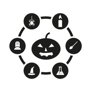Vector black halloween icon set Stock Illustration