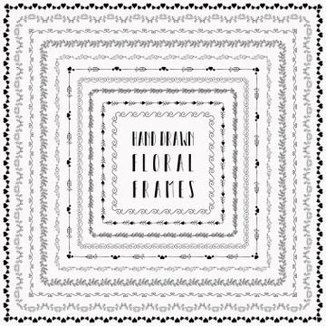 Vector black hand-drawn abstract doodle frames Illustrazione stock