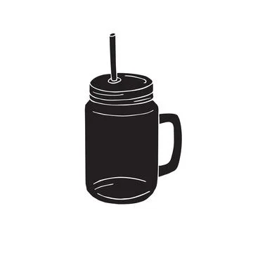 Vector black hand drawn doodle smoothie jar cup Stock Illustration