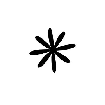 Vector black hand drawn flower silhouette Stock Illustration