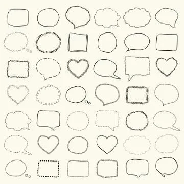 Vector Black Hand Drawn Speech Bubbles, Borders, Frames Stock Illustration