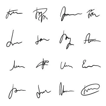 Vector black hand drawn sprawling signatures Stock Illustration