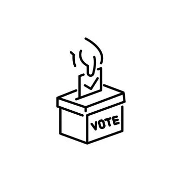 Vector black hand putting a voting ballot on white Stock Illustration