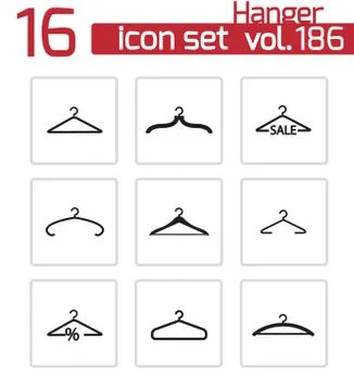 Vector black hanger icons set Stock Illustration