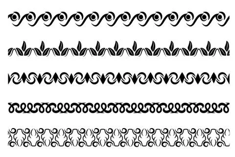 Vector Black Horizontal Floral Border for your element Design, Isolated On Wh Stock Illustration