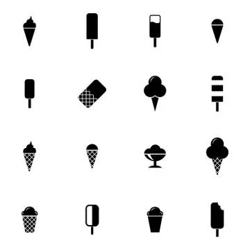 Vector black ice cream icons set Stock Illustration