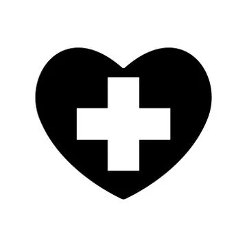 Vector black icon, Love symbol. Plus sign or a cross in heart Stock Illustration