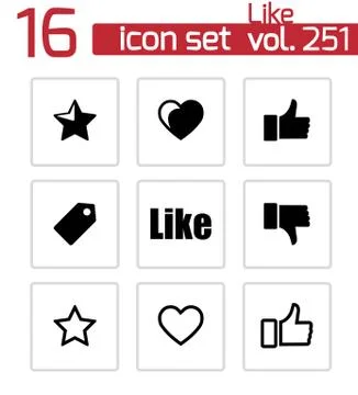 Vector black like icons set Illustrazione stock