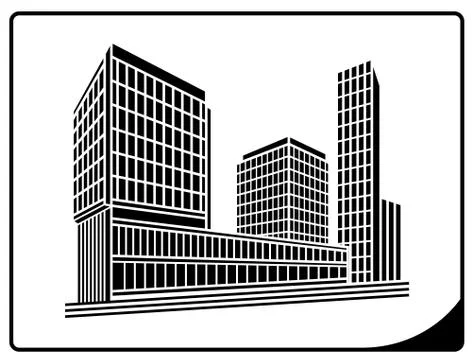 Vector black illustration of Building icon on white Ilustración de archivo