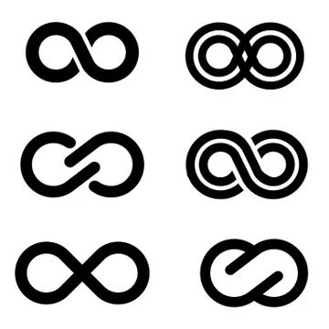 Vector black infinity icons set Stock Illustration