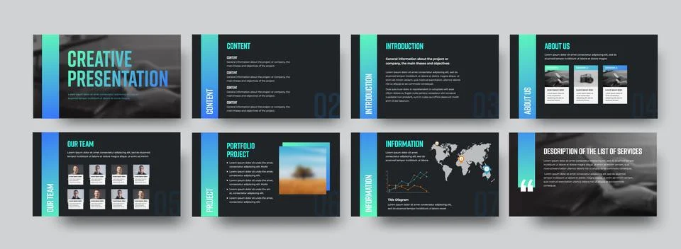 Vector black infographic template with gradient color lines, content descript Stock Illustration