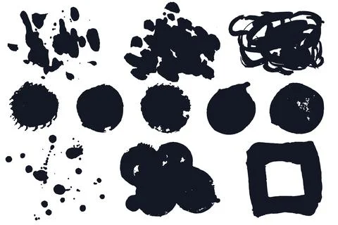 Vector black ink blot and blotch set. Stock-Illustration
