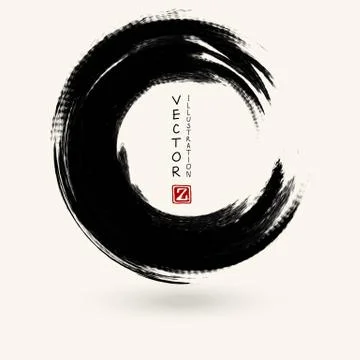 Vector black ink round stroke Stock Illustration