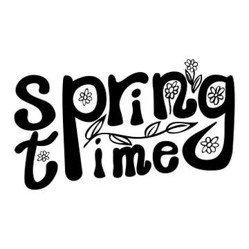 Vector black ink spring lettering Stock Illustration