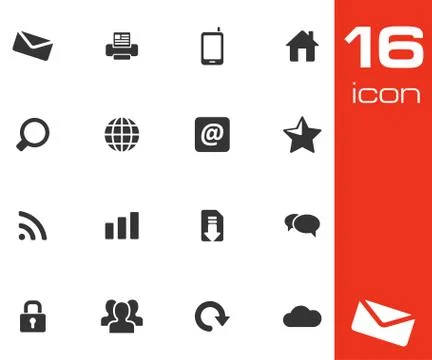 Vector black internet icons set Illustrazione stock