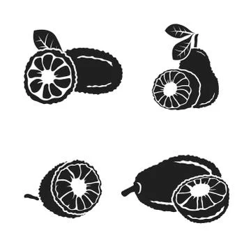 Vector black Jackfruit set on white background Stock Illustration