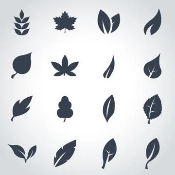 Vector black leaf icon set Stock-Illustration