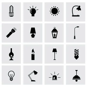 Vector black light icon set Illustrazione stock