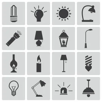 Vector Black Light Icons Set Illustrazione stock