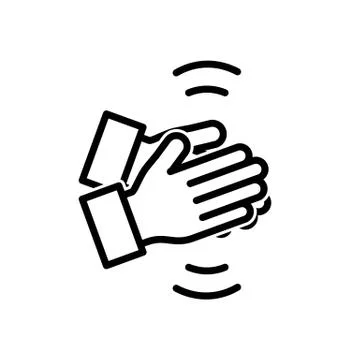 Vector black line applause icon isolated on white background. Stock Illustration