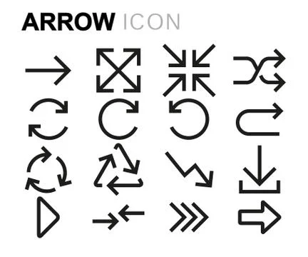 Vector black line arrow icons set Stock Illustration