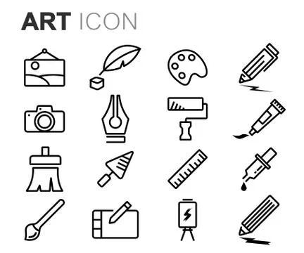 Vector black line art icons set Illustrazione stock