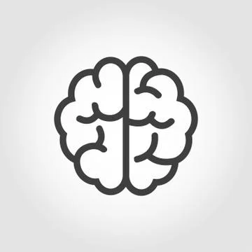 Vector black line brain icon. Stock Illustration