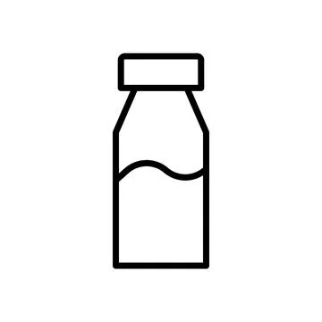 Vector black line icon bottle of milk isolated on white background Stock Illustration