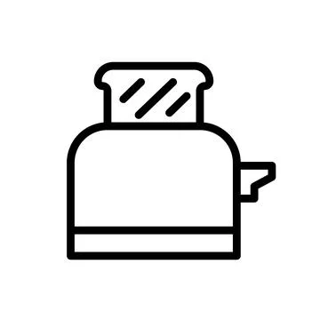 Vector black line icon bread toaster isolated on white background Illustrazione stock