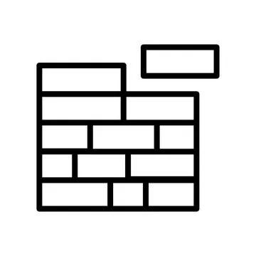 Vector black line icon brick wall isolated on white background 스톡 일러스트