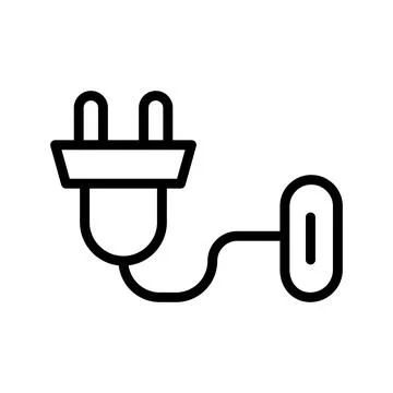 Vector black line icon charging socket isolated on white background 스톡 일러스트