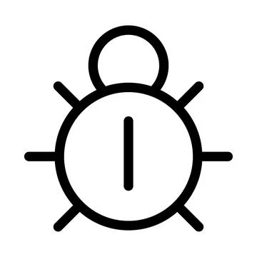 Vector black line icon computer bug isolated on white background Stock Illustration